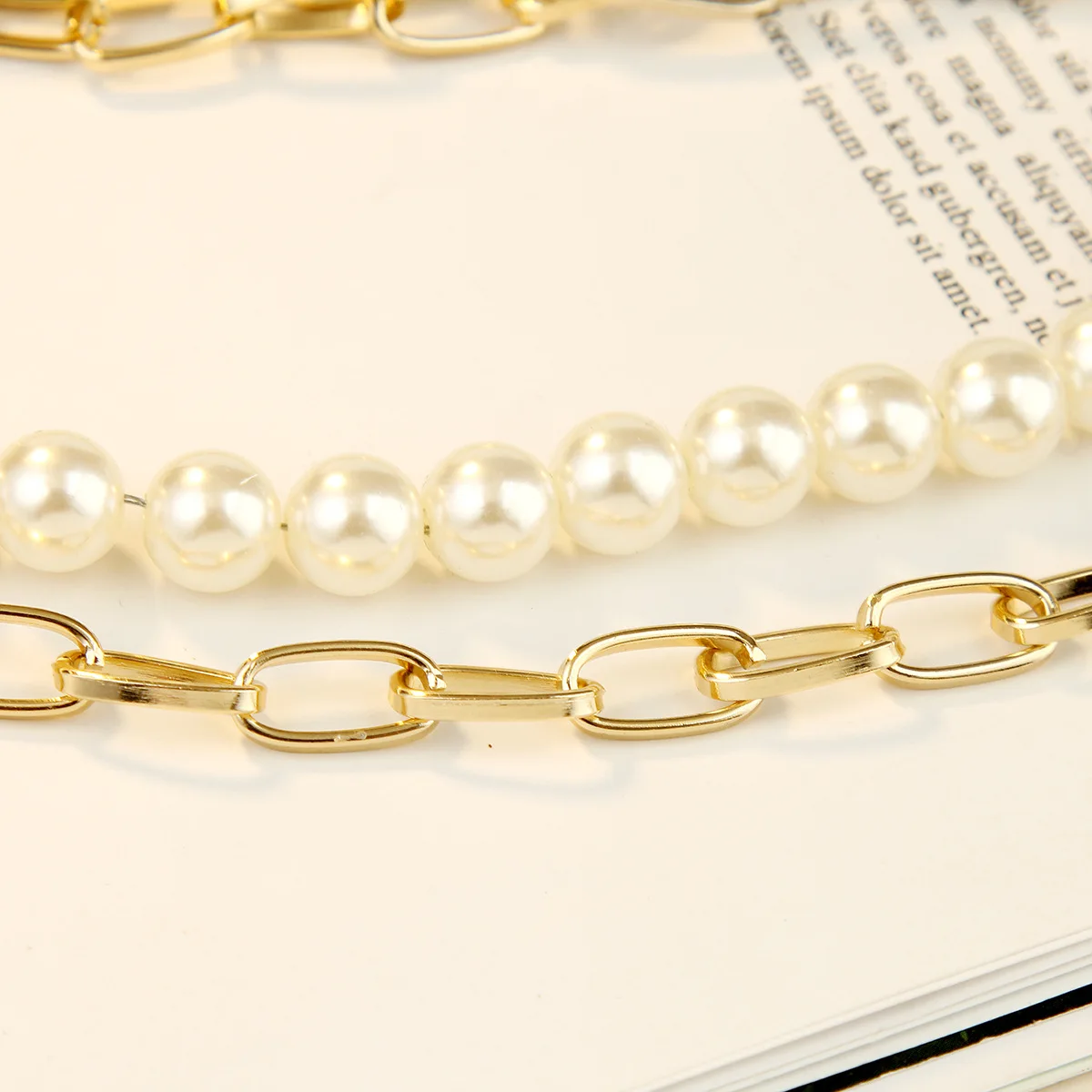 手工女士珍珠项链锁骨链十字黄铜项链珠宝批发