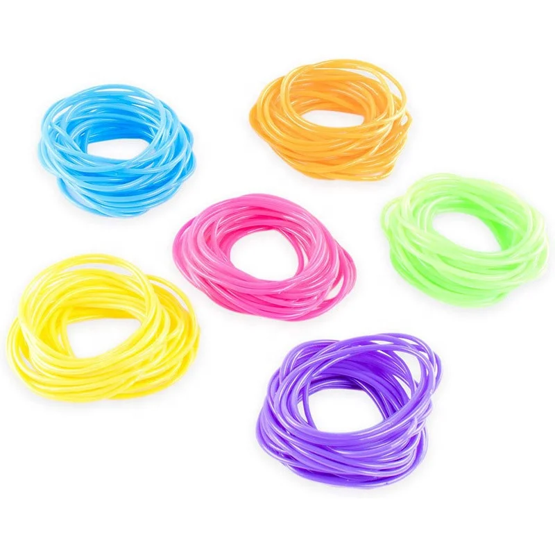 

Hair Ties for Girls Women 80s Rainbow Glow Silicone Neon Jelly Bracelets