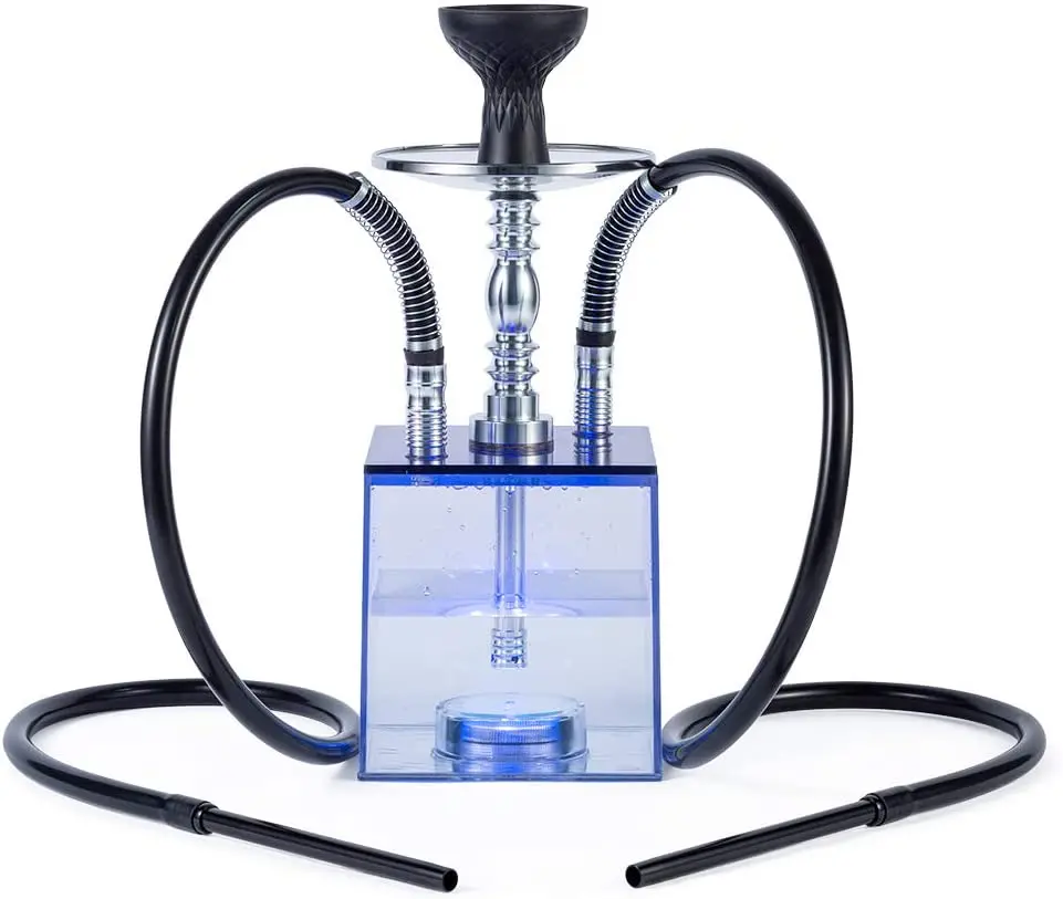 

Amazon Hot Sale Portable Led Shisha Acrylic Hookah Box With 2 Hose, Transparent