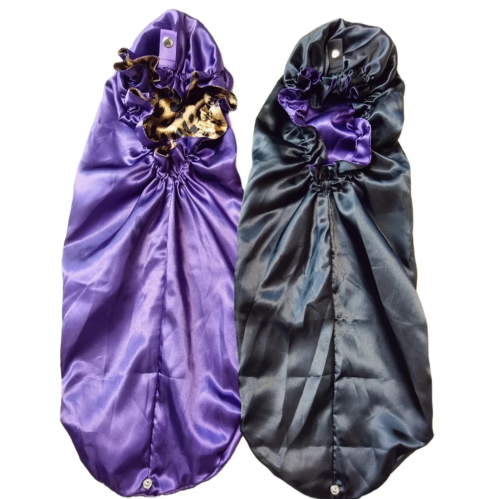 

23inches Double Layers Silk Braids Hair Long Bonnet with Slap Clasped Satin Sleep Caps, Customized