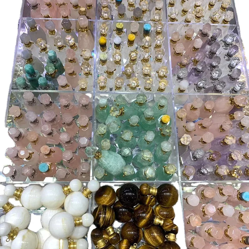 
New Design Healing Quartz Crystal Perfume Bottles Pendant For Necklace 