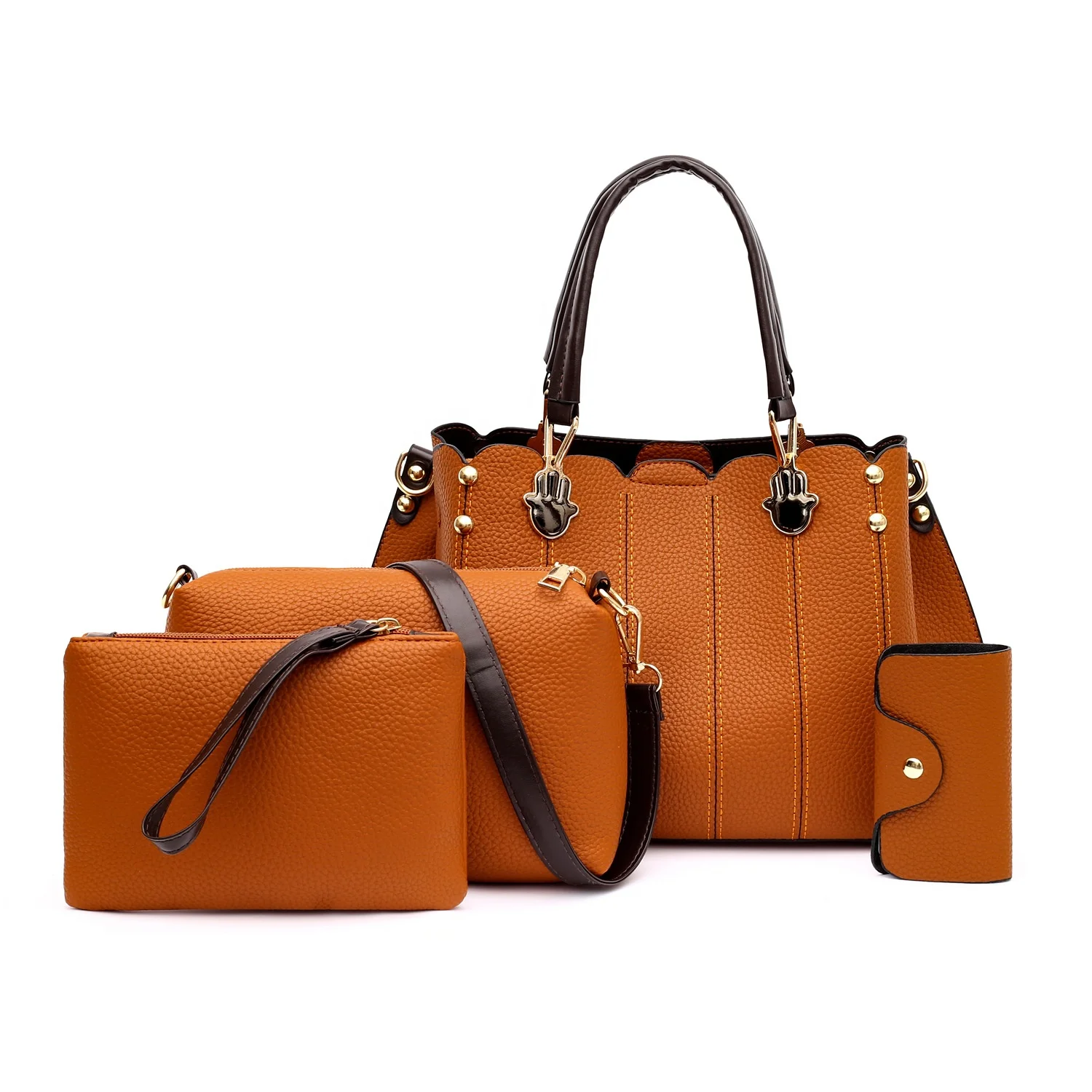 

2021 Retail Matt PU Leather Women Big Bag Set Crossbody Shoulder High Quality Ladies handbags 4 pcs sets