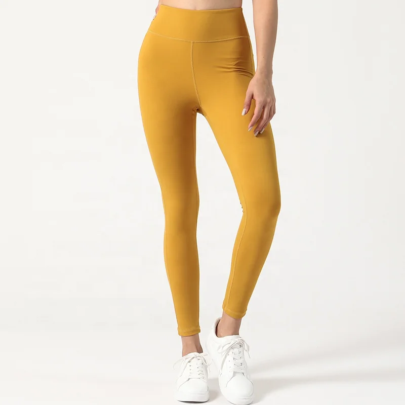 

2021 New Arrival women yoga pants leggings with custom logo, Turmeric/red wine/pea green/carrot/black/gray