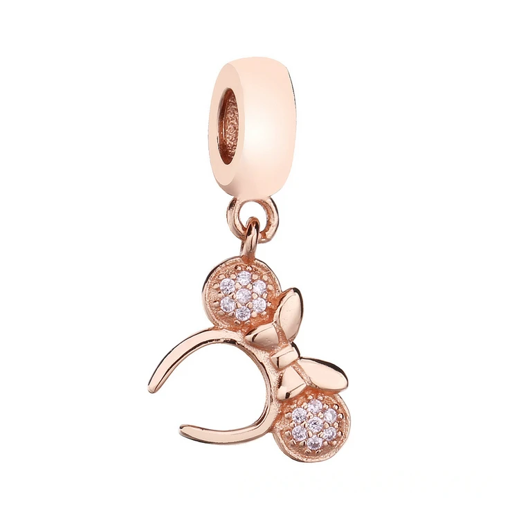 

New premium high quality jewelry elegant mickey silver charm beads, Rose gold