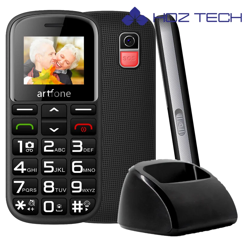 

MTK Quality mobile phone with charging cradle for the elderly people Artfone CS182, Black