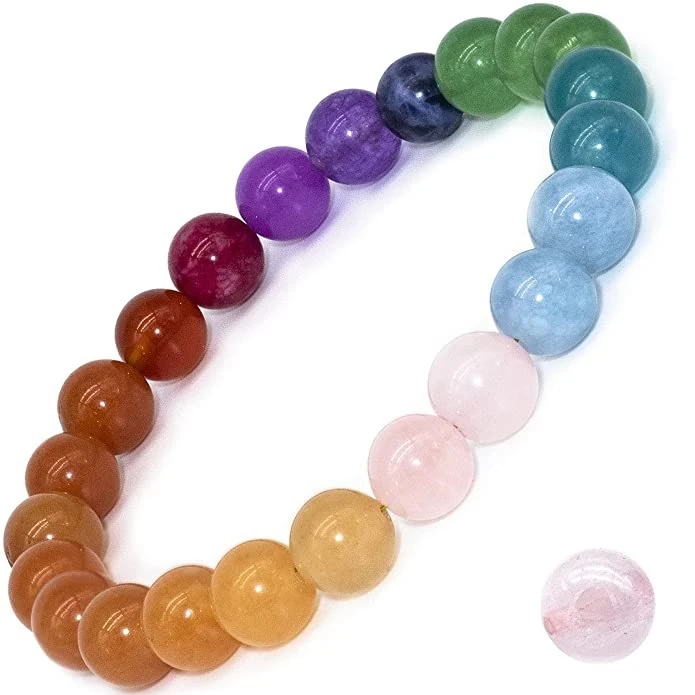 

2021 Trendy Fashion 8 mm Natural Stone Beads 7 Chakra Healing Crystals Cute Bracelet, Accept customization
