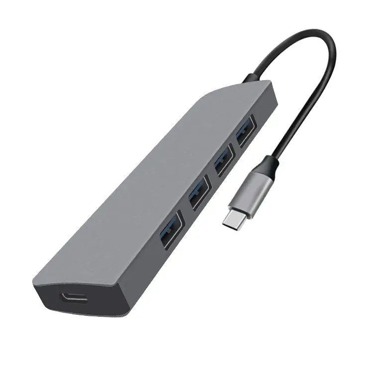 

Hot sale 5 in 1 USB Type C Hub Dock for Macbook Pro OTG USB3.0 high definition HUB Adapter PD Charging For Laptop USB C Hubs, Grey