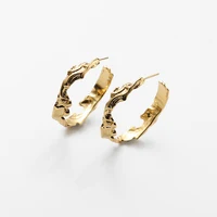 

Gold Color Abstract Irregular Hoop Earrings For Women Textured Geometric Earrings Statement Personality Earring Wholesale 2019