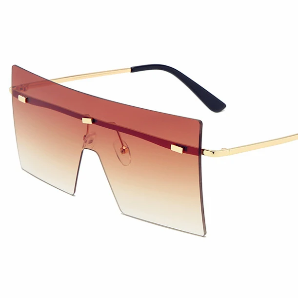 

New Trendy Oversized Sunglasses Large Square Rimless Metal Gradient Shades Classic Luxury Custom Logo Sunglasses, As the picture shows