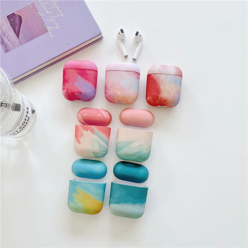 

2021 New Watercolor Painting Earphone Case For Airpods 1 2 3 Pro Gradient Color Soft TPU Cute Protective Cover