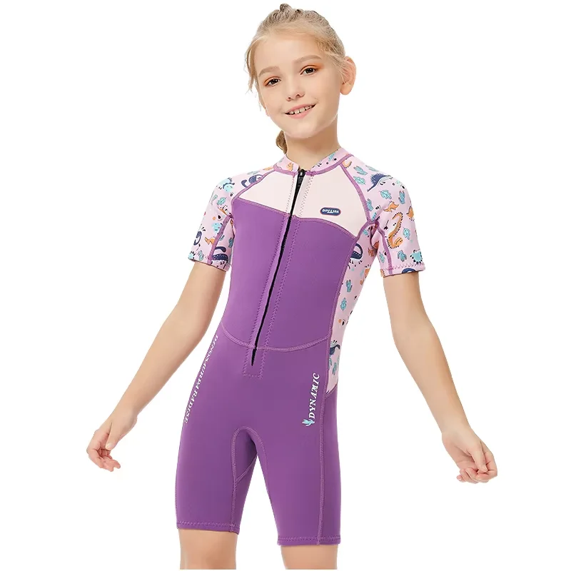 Wholesale Wetsuit 2.5MM Short Sleeve Diving Suit Girls Neoprene Wet Suit One Piece Kids Warm Swimming Surfing Snorkeling Wetsuit
