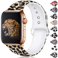 

Fadeless Printed Watch Bands for Apple Watch 38mm 40mm 42mm 44mm Soft Silicone Iwatch Bands