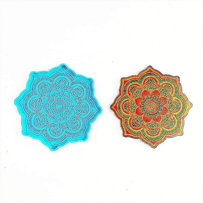 

Dropshipping Service Epoxy Craft Cup Wad Mug Mat Datura Angel's Trumpet Mandala Mould Silicone Resin Mandala Coaster Mold