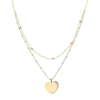 

Wholesale Women Girl Gift Concise Jewelry Stainless Steel Gold Plated heart Pendant Necklace