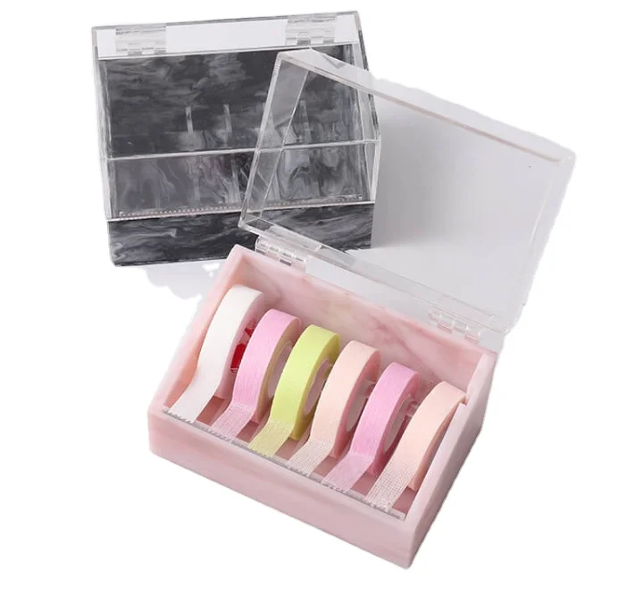 

Custom Logo Acrylic Eye Lash Dustproof Tape Dispenser Cutter Holder Stand With Cover Lid For Eyelash Extension Tape Storage box, Customized color