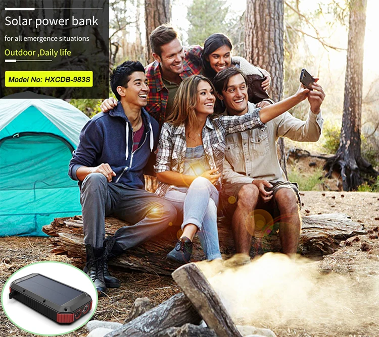 New Arrivals 2020 Hot Outdoors Camping Flash Light 4 USB Ports PD QC3.0 Fast 30000mAh QI Wireless Solar Power Banks for Phones - ANKUX.COM