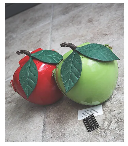 

2021 Hot Sale apple Shape PU Leather Shoulder Bags Women designers Apple Shaped Handbags, Red,green,same as pictures