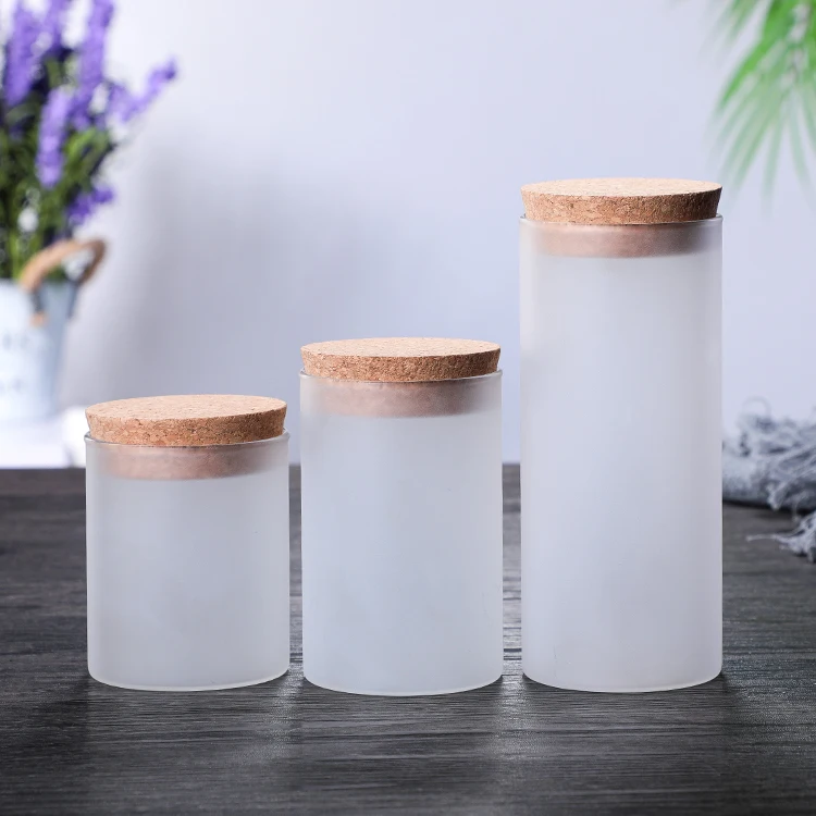 Wholesale White Matt Frosted Glass Candle Jars With Cork Cover Buy
