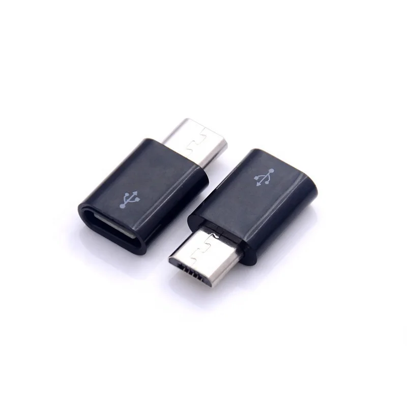 

type c female to micro usb male adapter usb c otg mobile phone converter type c adapter, Black white