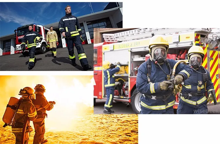CE Certified Fireman Protective EN469 Rescue Flame Retardant Nomex Fire Fighting Suit for Fire Fighters