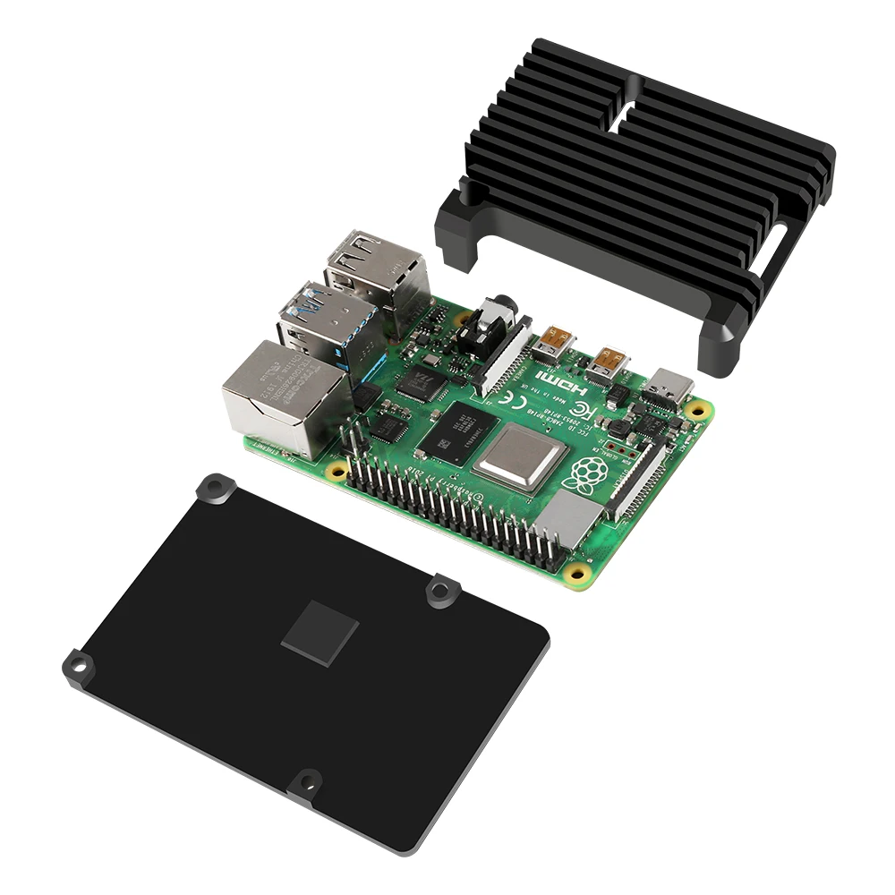 raspberry pi 4 铝金属外壳与双风扇散热器覆盆子 pi 4