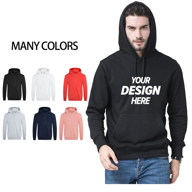 

Wholesale Plain Hoodies Cotton Blank Sweatshirt Custom Logo Thick Material Hoodie