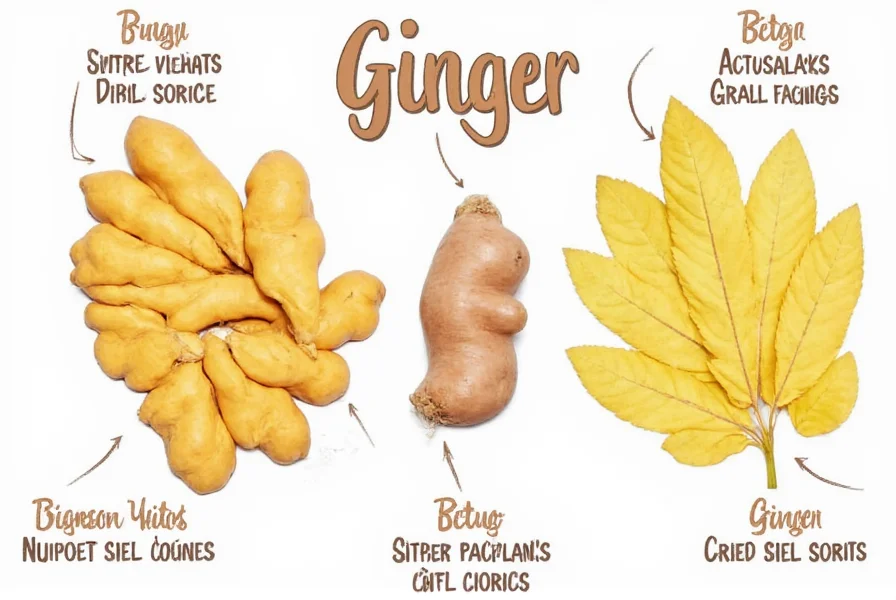Visual guide showing proper selection techniques for fresh ginger root based on appearance and texture