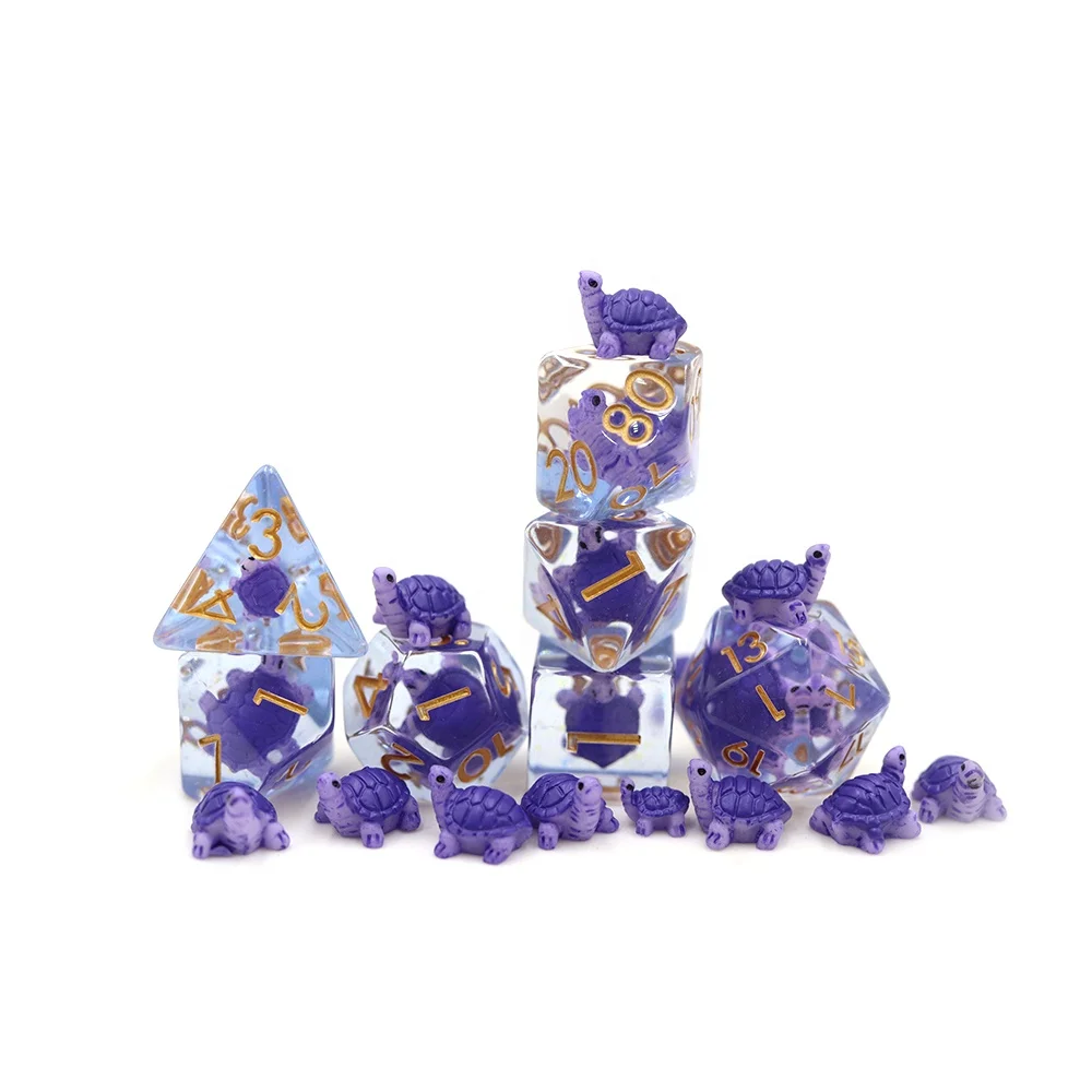 

Hot Sale Custom DND Resin Round Edge Dice 7pcs Polyhedral Animal Dice Set