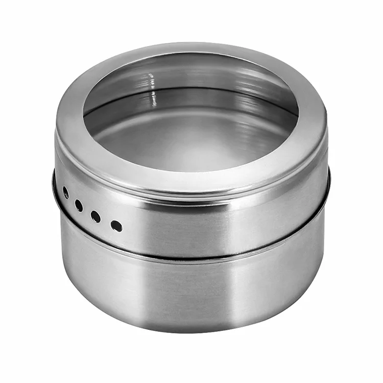 

Stainless Steel Spice Jar Sauce Storage Container Pots Lid Pepper Shaker Bottles Magnetic Tin Pot Kitchen Condiment Spice Jar Sp, Silver