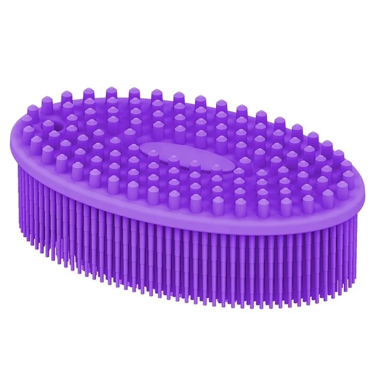 

Eco friendly Hygienic Massage Double Sided Shower Body Exfoliating Silicone Scrubber Bath Soft Brush For Baby Men And Women, Pink, purple, green