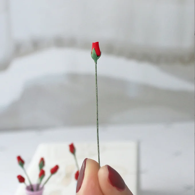 

1/6 1/12 Doll House Simulation Miniature Mini Single Rose model Decor