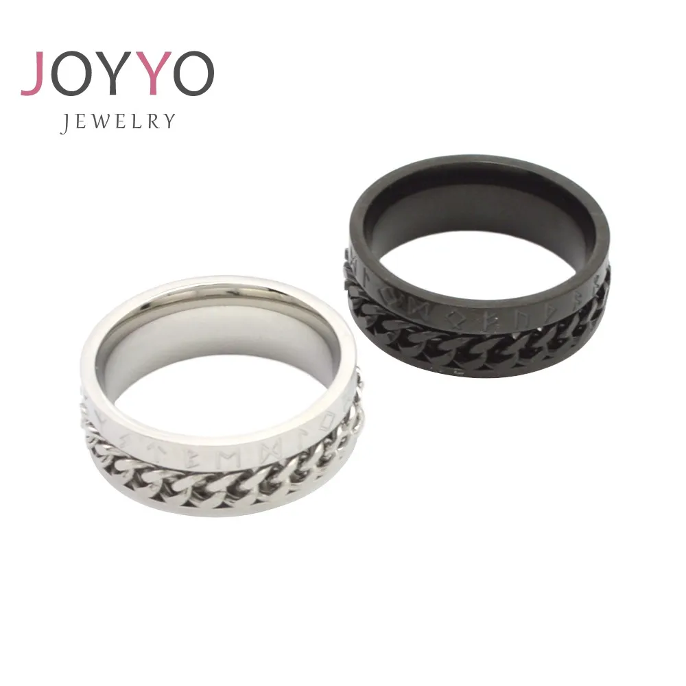 

2021 popular 316 L stainless steel silver finger chain rings for men