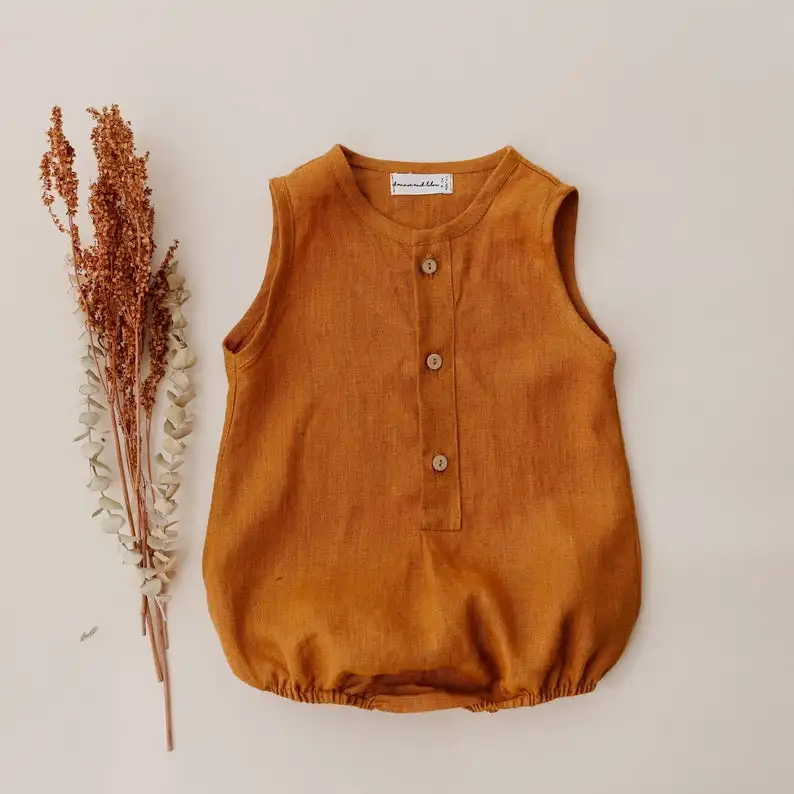 

Playsuit Boy and Girl Baby Clothes Romper Sleeveless with Button in Front
