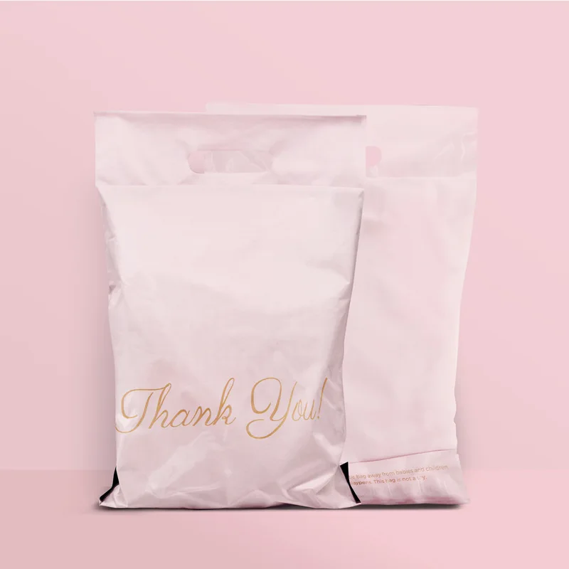 

Customized Courier shipment shipping Bags Gift Poly Mailers with Handle Packaging Bags Printed logo Pink Thank You Mailing Bags