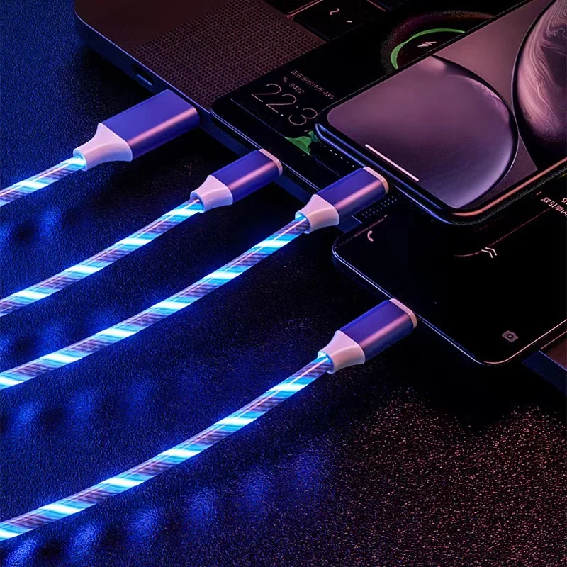 

Free sample 1.2m Universal Led Magnetic 3 In 1 Charging Phone Usb Cable For Ios Android Type C