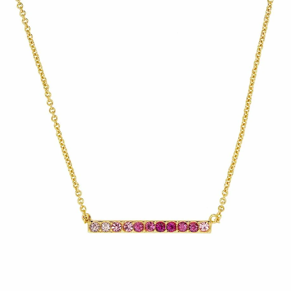 

nice necklace jewelry hot sale 18k gold plated 925 sterling silver purple cubic zirconia ombre bar necklace