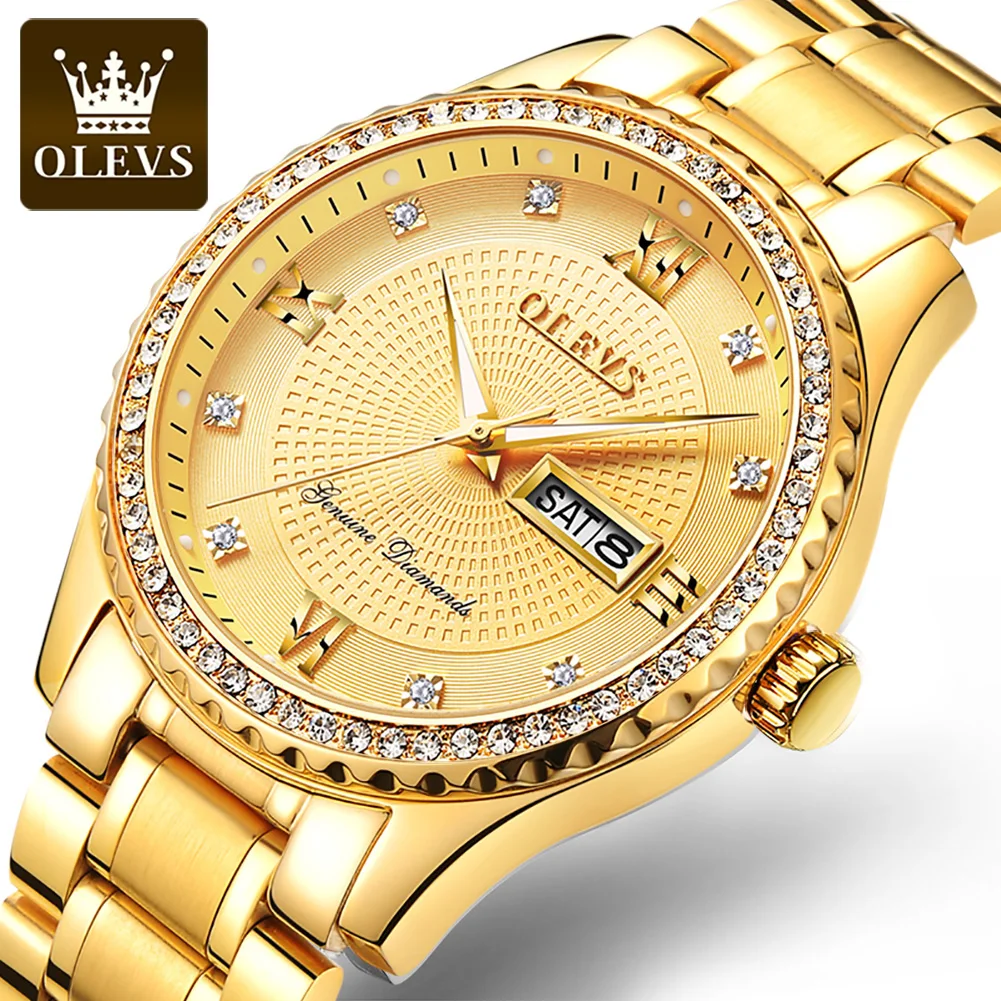 

Men Watch 6618 OLEVS Brand Diamond Quartz Watch Stainless Steel Water Resistant Timepieces Analog Montre Homme Watch