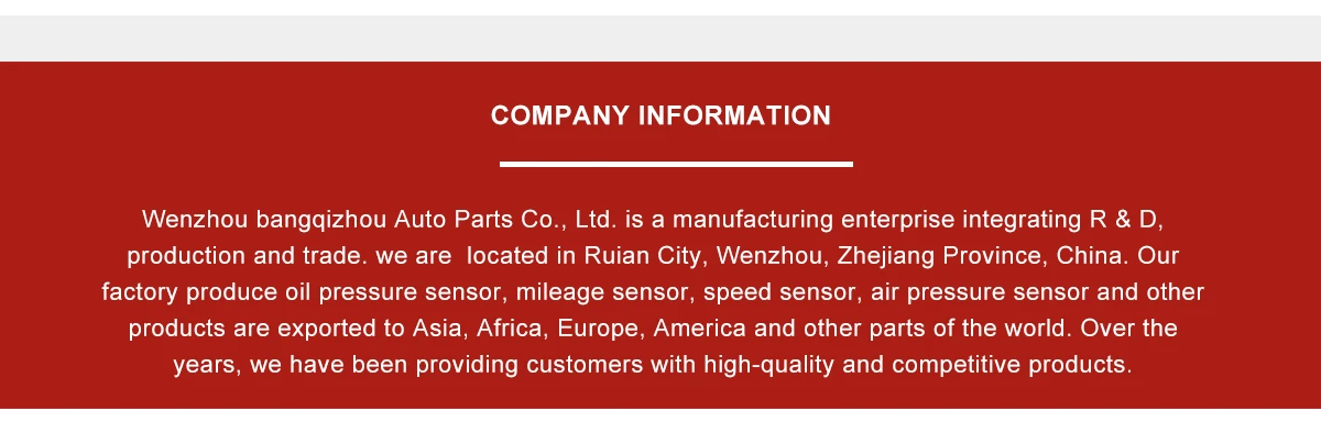 Wenzhou Bangqizhou Auto Parts Co., Ltd. - auto parts, sensor