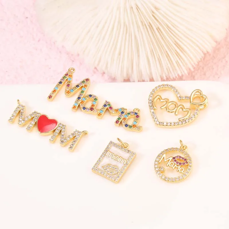 

Wholesale Personalized Gold Plated Cubic Zirconia Mama Mom Letter Necklace Pendant for Mother's Day Gift