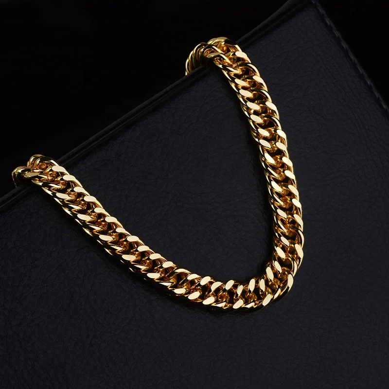 

HIP Hop Stainless Steel Square Wheat Braided Link Chain Necklaces Trendy Choker Custom Long Flat Cuban Chain For Men Jewelry