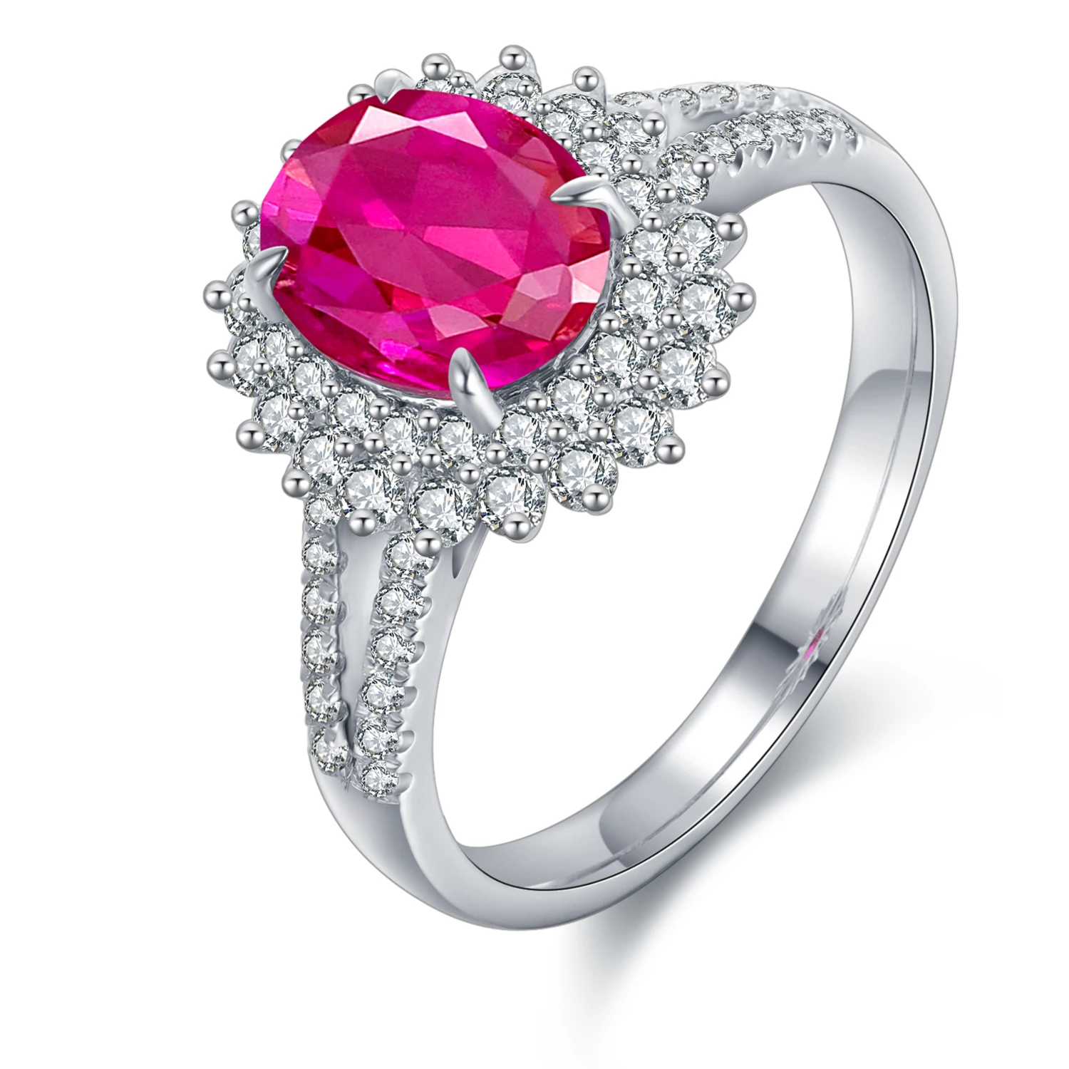 

Classic 9K White Gold Ring Ruby Engagement Wedding Ring Ring Jewelry