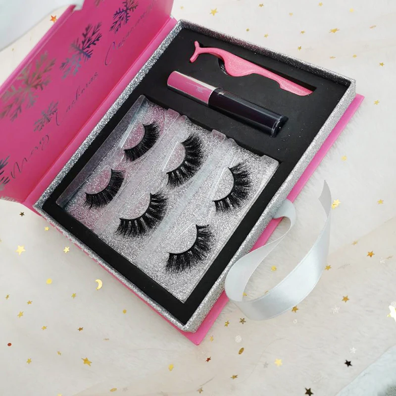 

lashes vendor wholesale cruelty free 3D siberian real mink full strip eye lashese with case and glue, Natural black