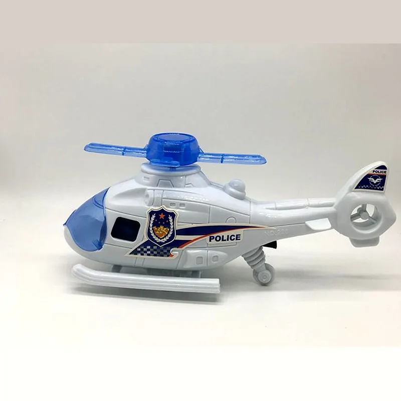 Plastic Candy Toy Pull String Flying Patrol Helicopter Toy With Light
