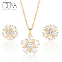 

DTINA Gold Necklace Jewelry Sets Gold Plated Earrings Colorful Crystal Jewelry For Ladies
