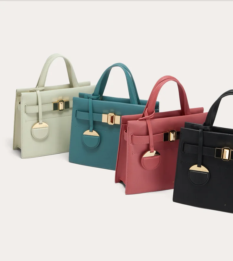 

wholesale Platinum bag single shoulder solid color middle lock soft handle inner patch pocket vertical square bag