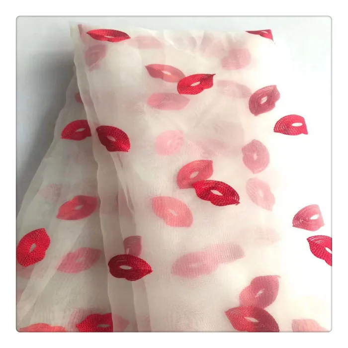 

fashion dress fabric various styles 100%polyesyer organza flat embroidery fabric