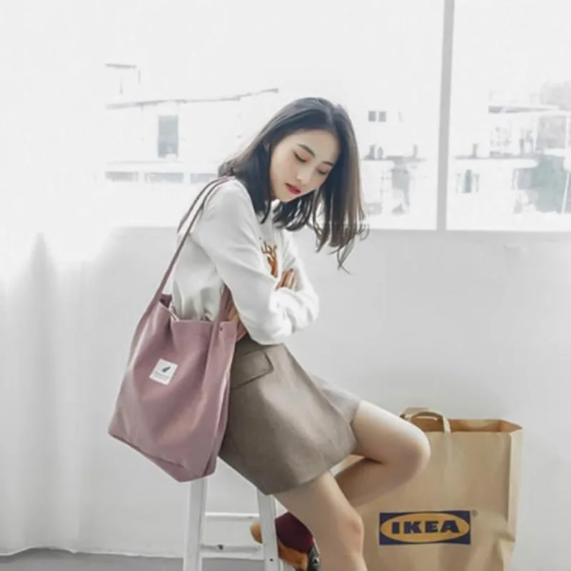 

HOT SELLING fashion durable corduroy cotton canvas tote bags for Women