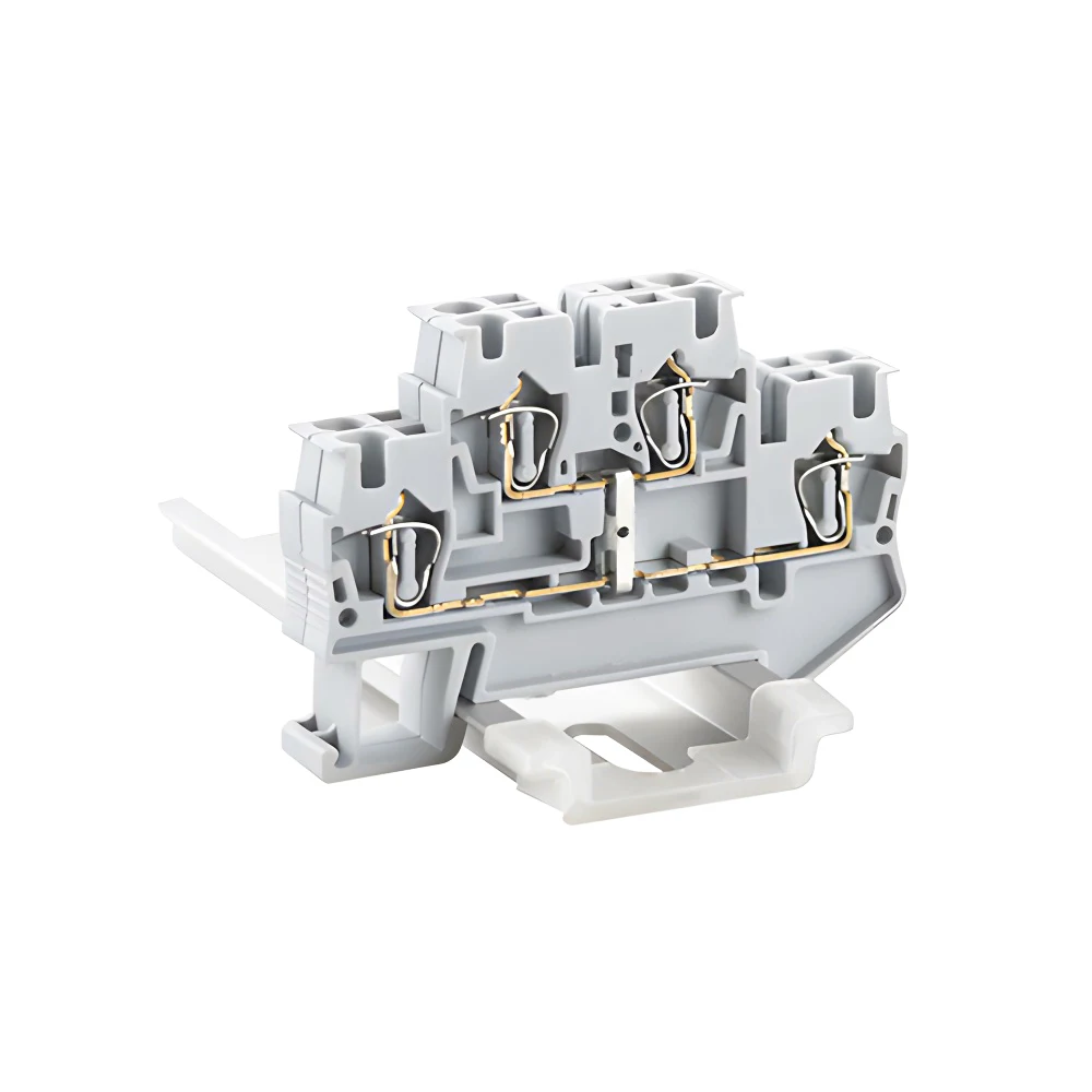 

STTB 2.5 Gray 24-12AWG Two Level Double Layer Connection Wire 0.2-2.5mm Feed Through Din Rail Mounted Spring Terminal Block