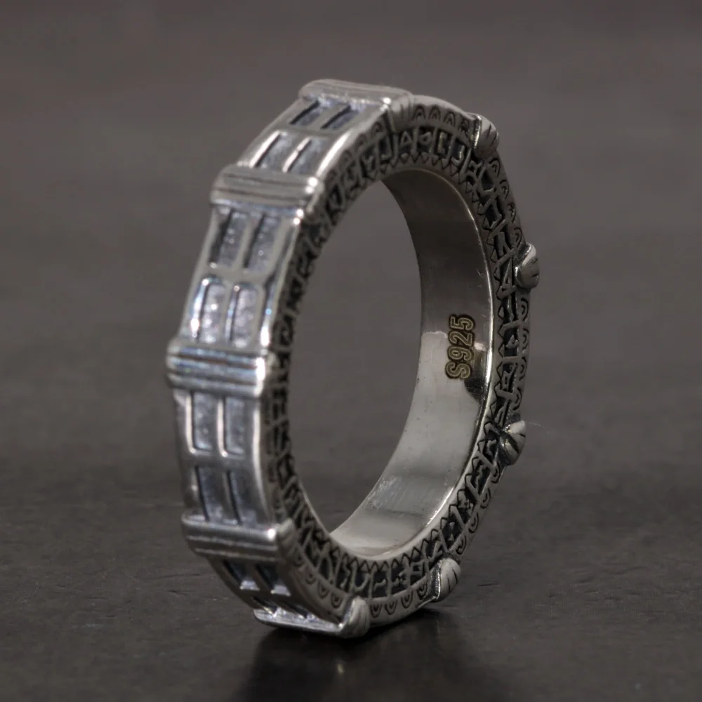 

Real 925 Sterling Silver Stargate Rings for Fans Massive Transportation Device In Stranger Things TV Show Cosplay Christmas Gift