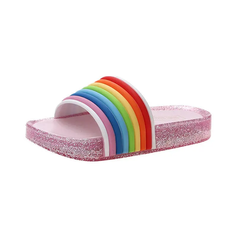 

Footwear wholesale PVC Children sandal Slippers Summer unisex LED light Rainbow Slides Beach Sandals PVC kids Shoes, As picture or customized color